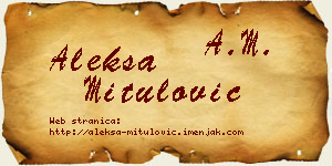 Aleksa Mitulović vizit kartica
